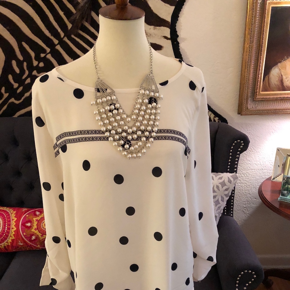 Black & White Polka Dot LOFT blouse